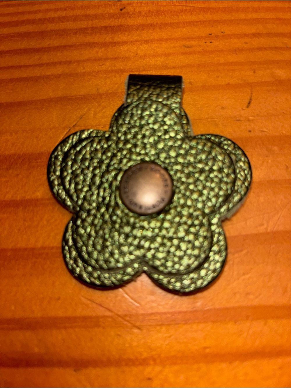 Portland Leather Metallic Green Snap Flower Bag Charm - NEW